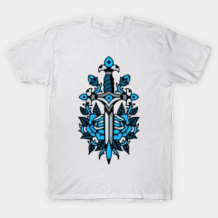 Sword and rose blue T-Shirt